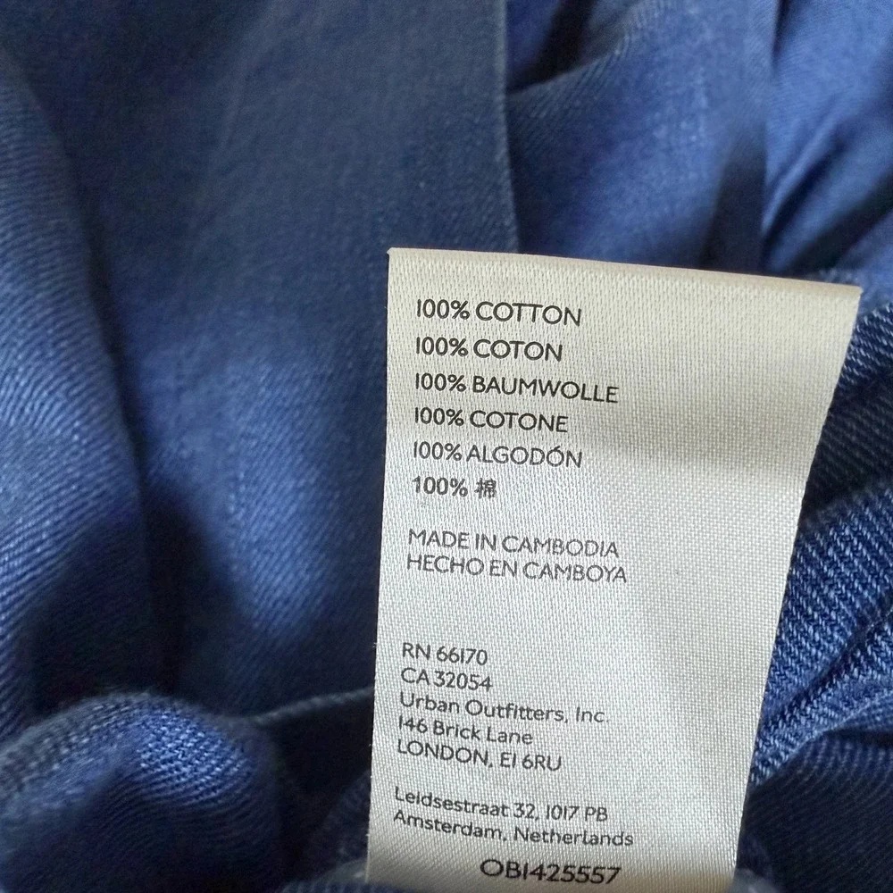 Anthropologie Maeve Somerset Chambray Tiered Maxi Dress Size L Blue Pockets NEW - Picture 7 of 9